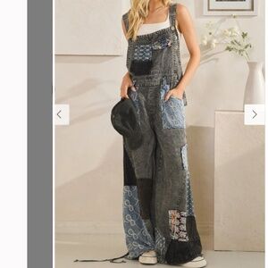 💕Oli and Hali “Memphis 2 ” Oli & Hali Loose Fit Patchwork Overalls in Tencel 90